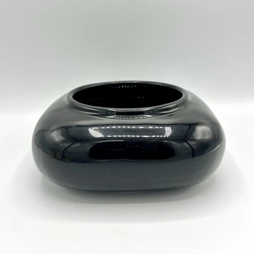 Vintage 90s Haeger Black Glossy Square Squat Planter Shallow Pot Succulent 7”