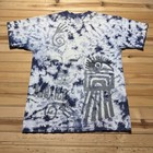 Vintage 90s Mexico Aztec Mayan Sun Mask Indigenous Tie Dye Graphic T-Shirt Large