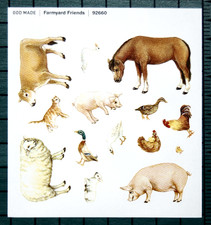 MINI FARM ANIMALS FARMYARD STICKERS 4"X4 3/8" Sheet Horse Sheep Cow Chick Cat