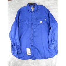 Carhartt Mens FR Flame Resistant Long Sleeve Work Shirt Blue 2XL NFPA 2112