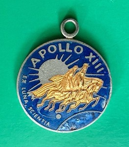 Vintage 1972 NASA Apollo 13 Enamel Medal Charm Lovell, Swigert, Haise