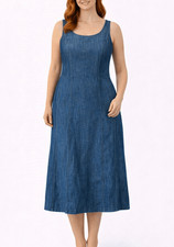 Talbots 100 linen denim look seamed fitted tank dress 8