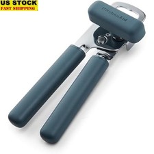 Ergonomic Stainless Steel Can Opener Easy Turn W/ Bottle Opener 2 in 1 Tool New
