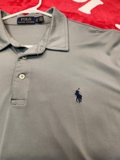 Polo Ralph Lauren Men  s XL Performance Polo Shirt Gray Stretch Short Sleeve Pony