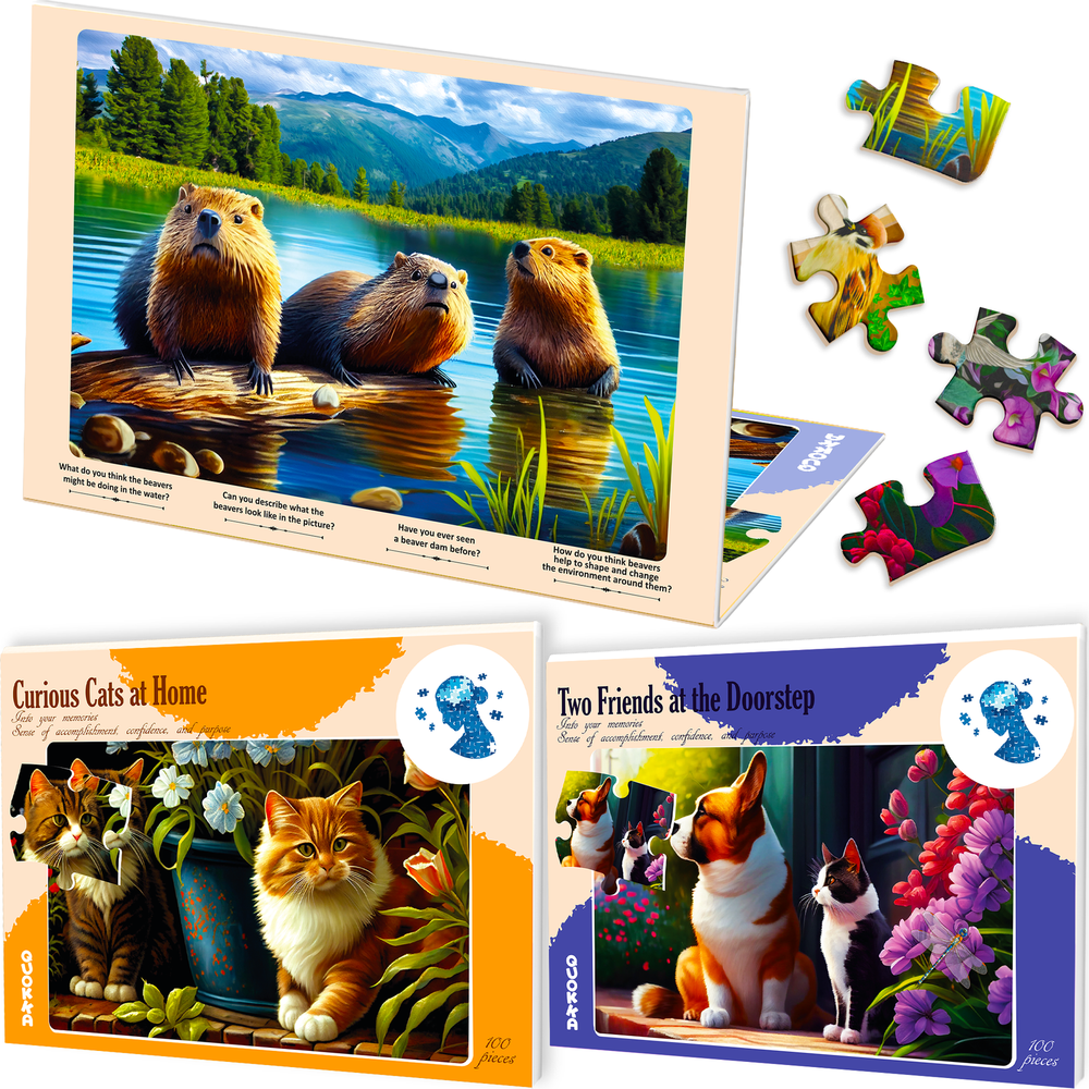 100 Piece Magnetic Puzzles for Adults - 3 Set Large Dementia Puzzles for Elderly
