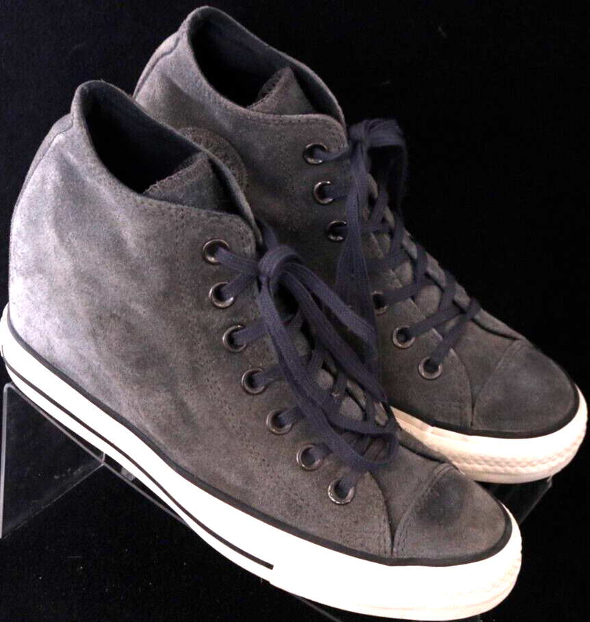 Converse All Star Wedge Mid Lux Sneakers in Gray Suede Women's Size 8-image
