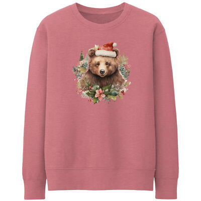 Christmas Bear Wreath Womens Sweatshirt Wildlife Animal Her Decorations Xmas ...