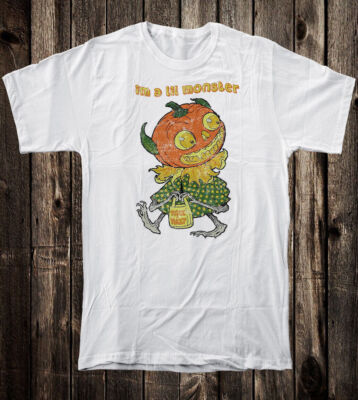 Retro Vtg Style Halloween tee T Shirt Jacko O Lantern Trick or Treat Lil Monster