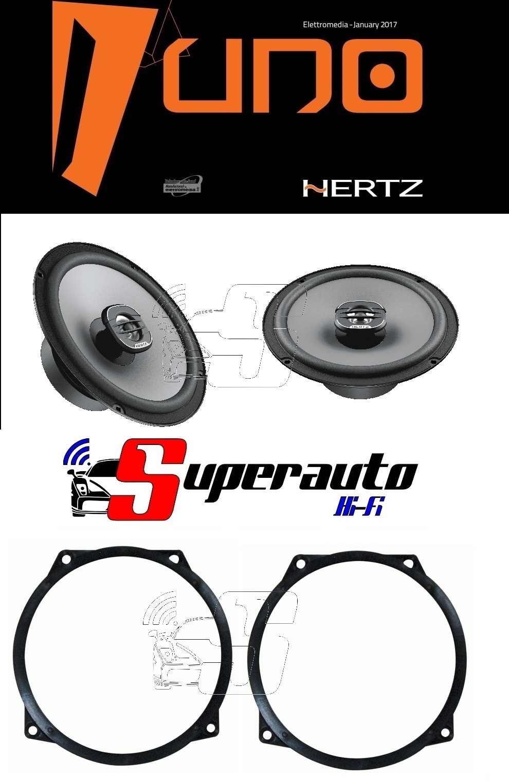 Hertz LINEA UNO X165 SET COASSIALI 2 vie 165 mm + supporti casse MINI ANTERIORE