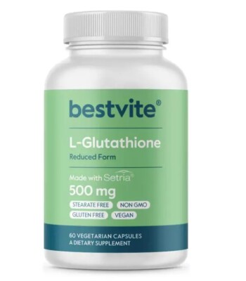 BESTVITE L-Glutathione w Setria 500mg - 60 Veg caps, Setria non GMO