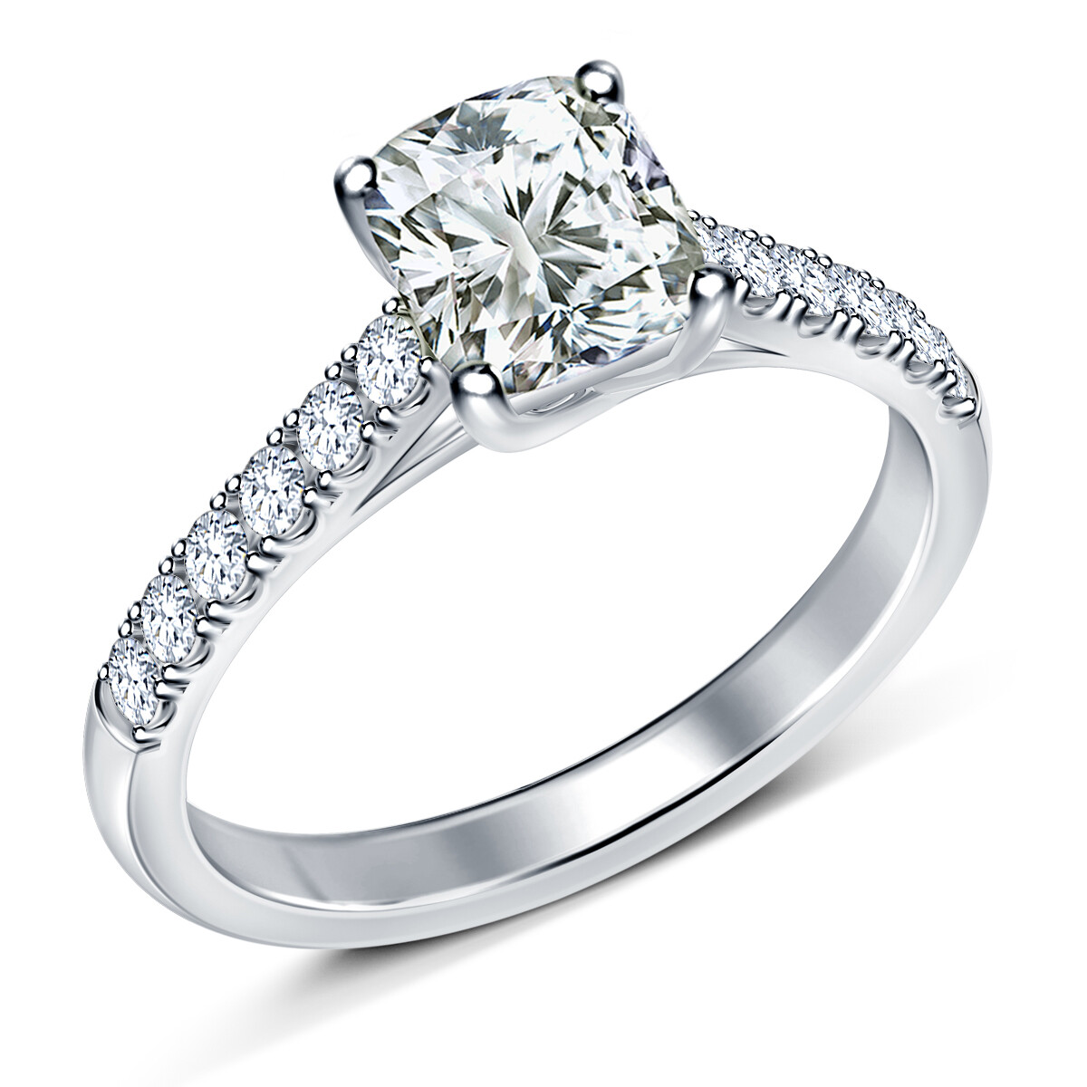 Ct Cushion Near White Moissanite Diamond Engagement Silver Ring