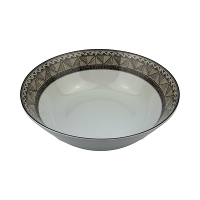 Studio Nova Courtyard Serving Bowl 9.5  Vintage Black Gray Taupe Geometric Y0821