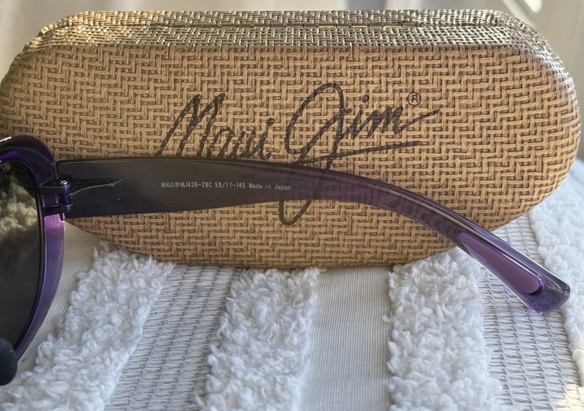 Maui　Jim　スケルトンパープルサングラス　MJ436-28C ケース付き Maui Jim Nahiku MJ 436 28C Purple Fade Frame + Grey