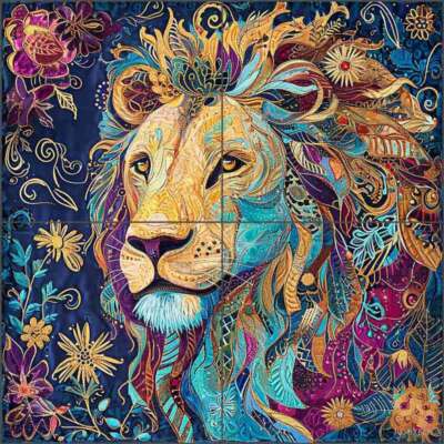 Lion Tile Backsplash Roozbeh Bahramali Animal Art Ceramic Mural OB-ROZ808