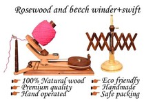 "Wooden Yarn Winder  Swift  Knitter Gift, Multi-Wood, 5 Free Rubbers"