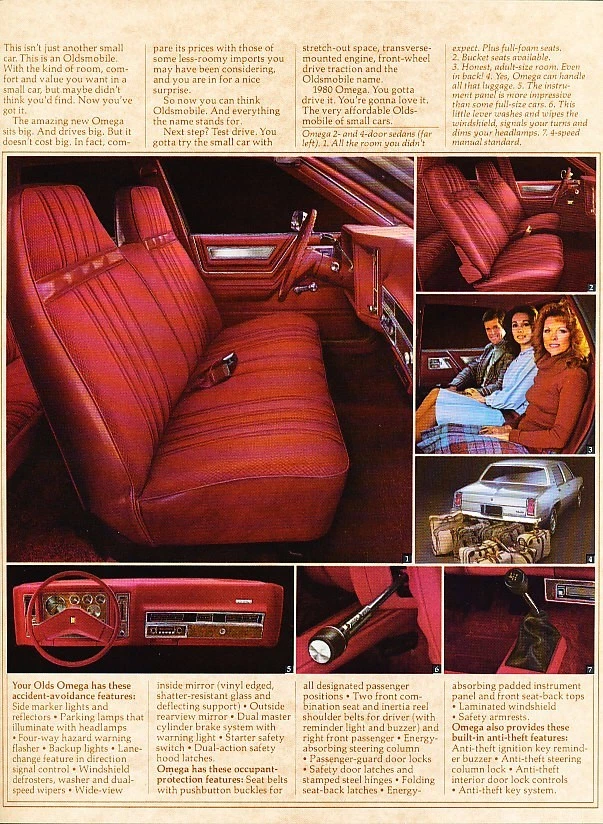 1980 Oldsmobile Omega Original Car Sales Brochure Catalog - X-Car SX Brougham Foto 2 de 3