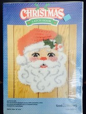 Vintage 1991 Santa Claus Christmas Latch Hook NEW 18" x 24" Yarn Stamped Canvas