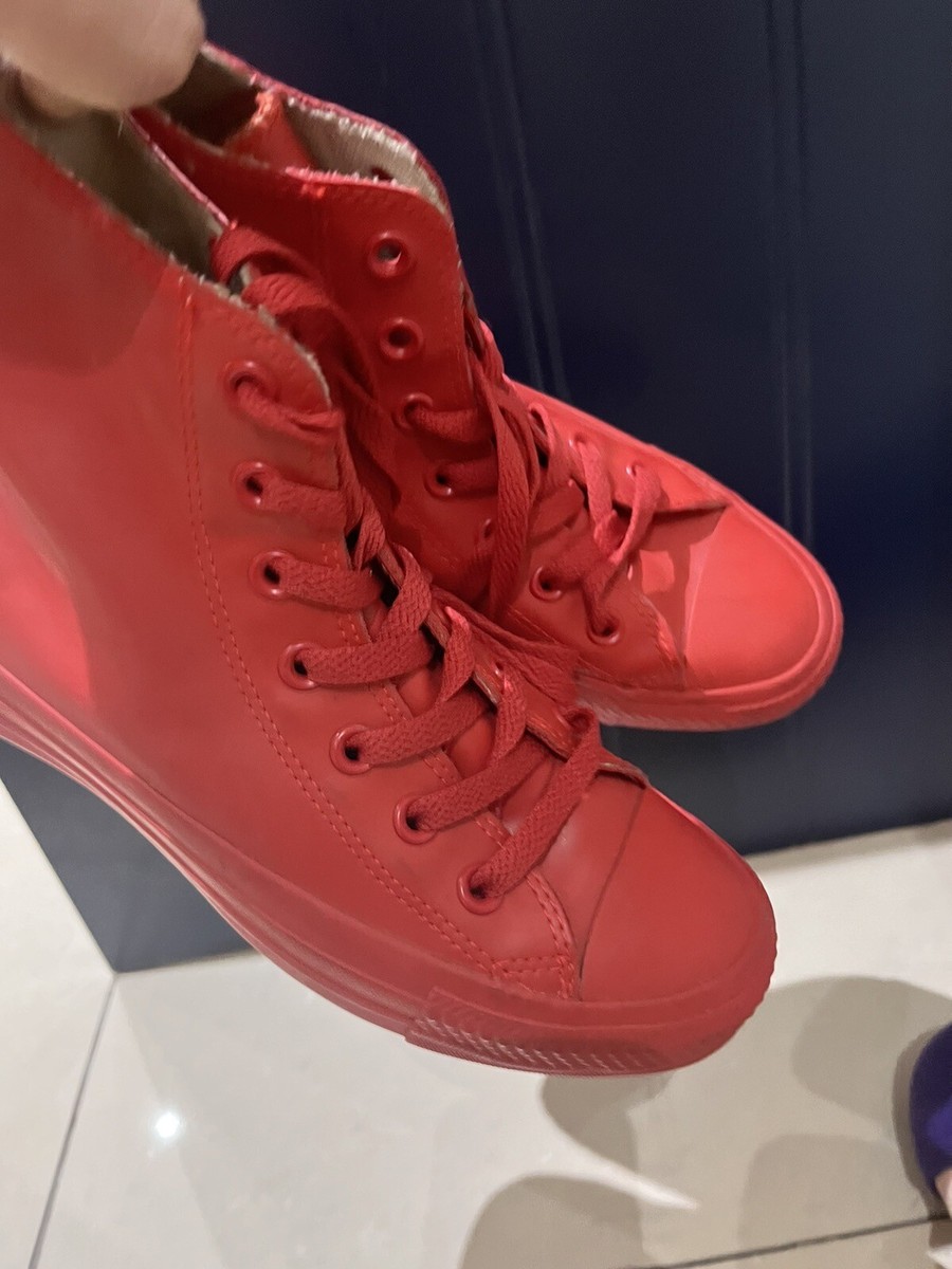 Red Converse High Tops Uk All Rubber Chucks Waterproof Limited