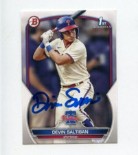 DEVIN SALTIBAN SIGNED 2023 BOWMAN DRAFT BASEBALL CARD AUTO