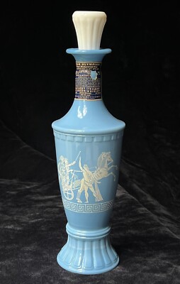 Vintage Jim Beam Whiskey Olympian Wedgewood Blue Decanter w