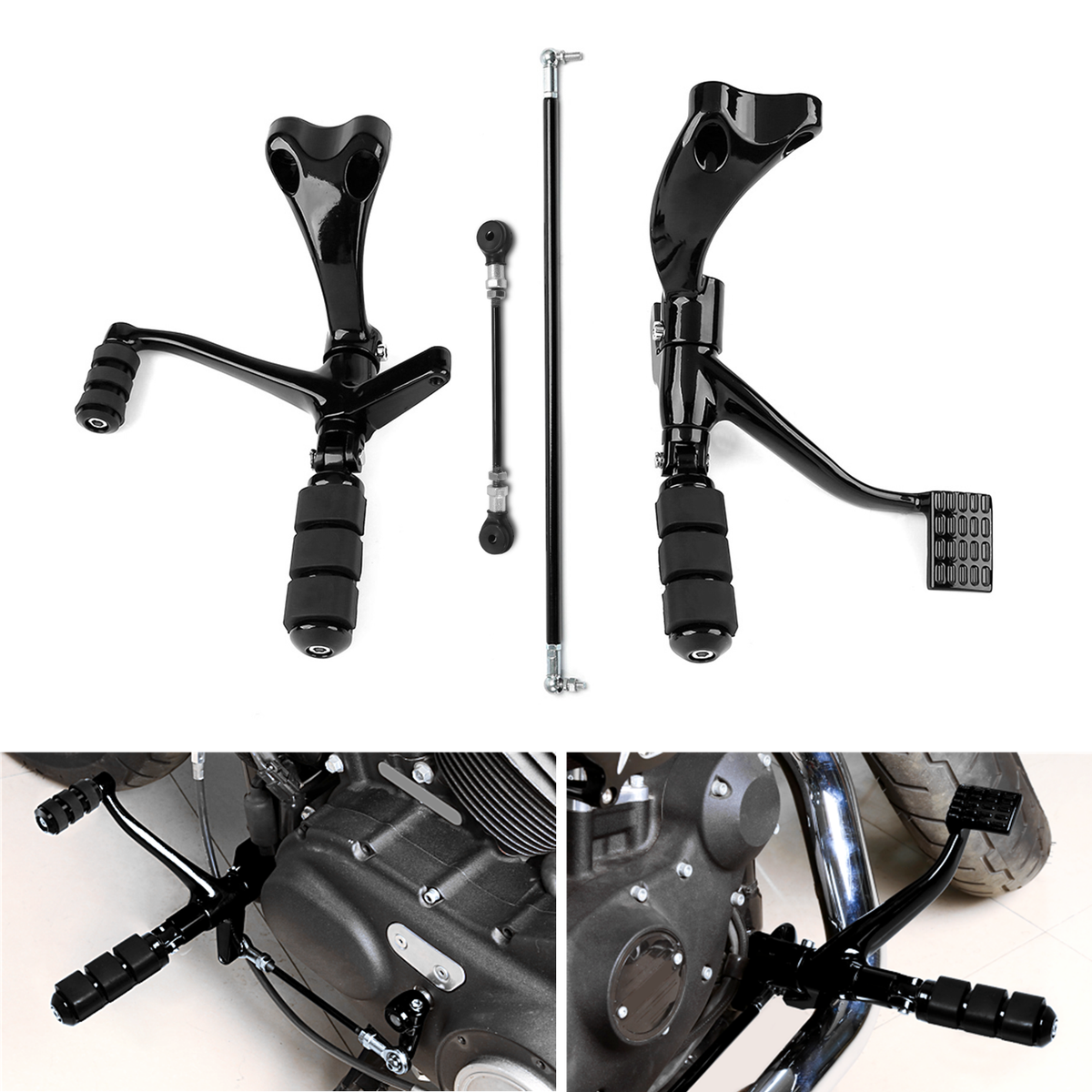 Black Forward Controls Pegs Levers Linkages Fit For Sportster 1200