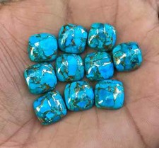  WHOLESALE BLUE COPPER TURQUOISE CABOCHON CUSHION SHAPE LOOSE GEMSTONE