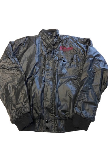 Mens TURNING POINT Black Vintage Racing Bomber Jacket Sz M