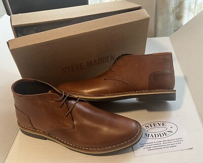 Steve Madden Mens Harken Chukka Boots Cogna Size 11.5 New In Box Genuine Leather