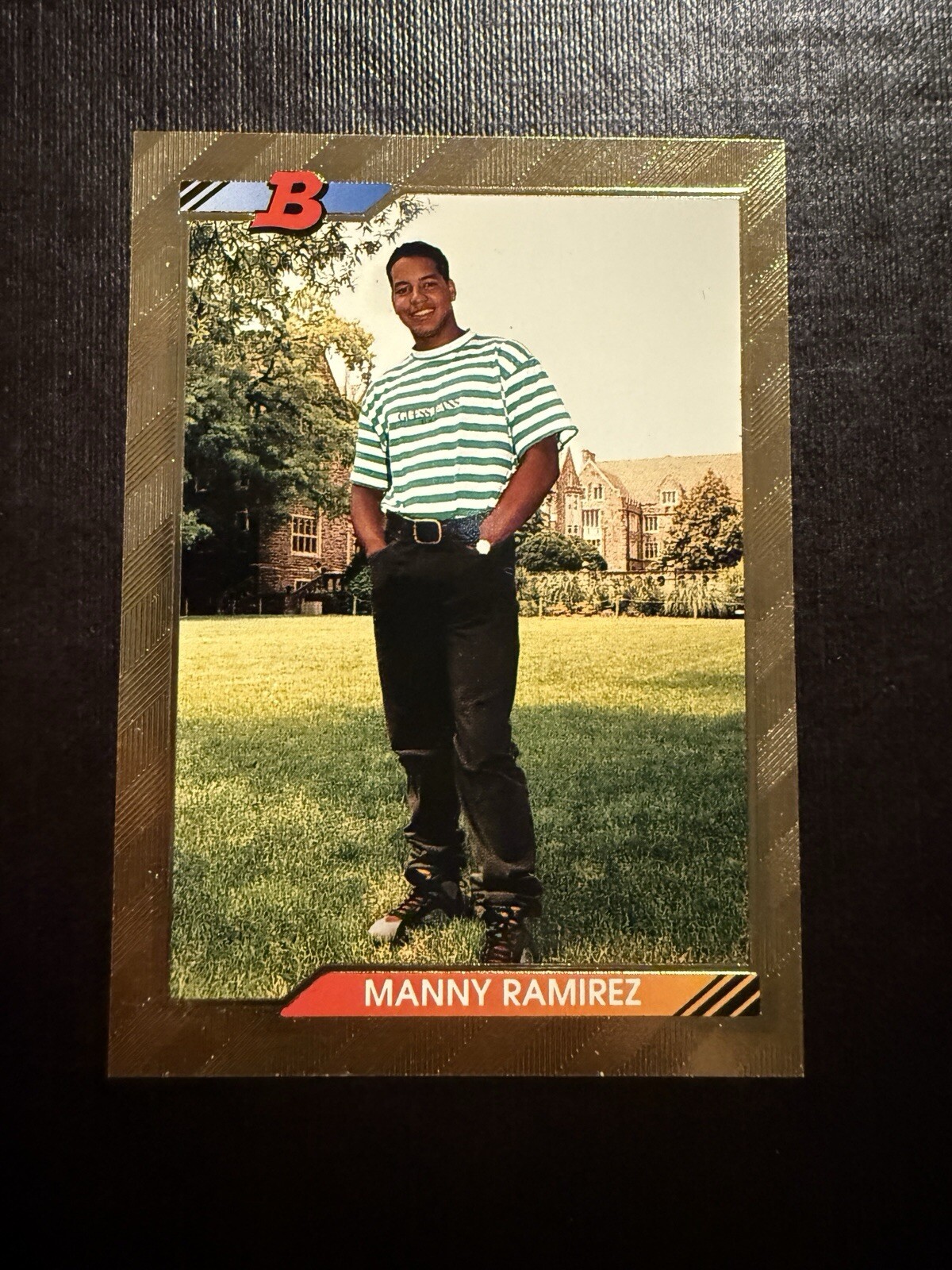 1992 Bowman Baseball Manny Ramirez Gold Foil  Card #676  Rookie RC  Indians
