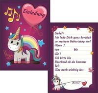 12 Kinder Geburtstag Einladungskarten Karte Einladung Party Einhorn EinhöRner