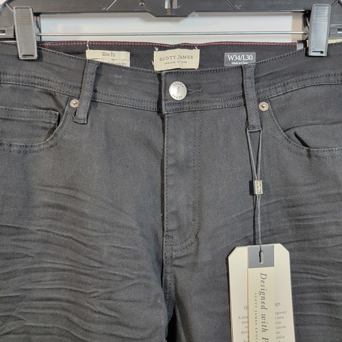 Scott James Slim Fit Stretch Jeans Men's 34x30 Black SJP-92205 - Picture 3 of 21