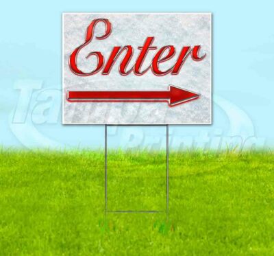 ENTER RIGHT ARROW Yard Sign Corrugated Plastic Bandit Lawn Decorations USA