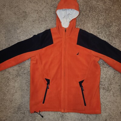 Vtg 90s Nautica Reversible Jacket XL Full Zip Colorblock Orange