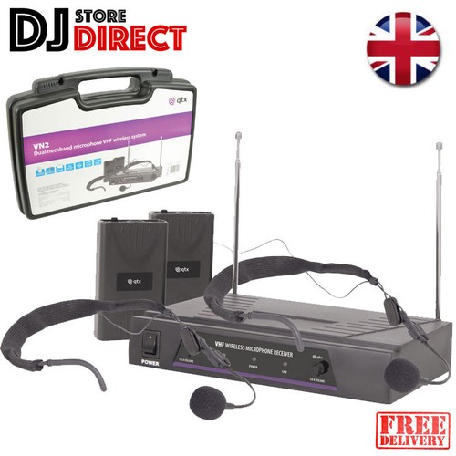 2X Wireless Neckband Headset Microphone 