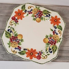 Steubenville Made in the U.S.A. Fruit Flowers Decorated Square Plate