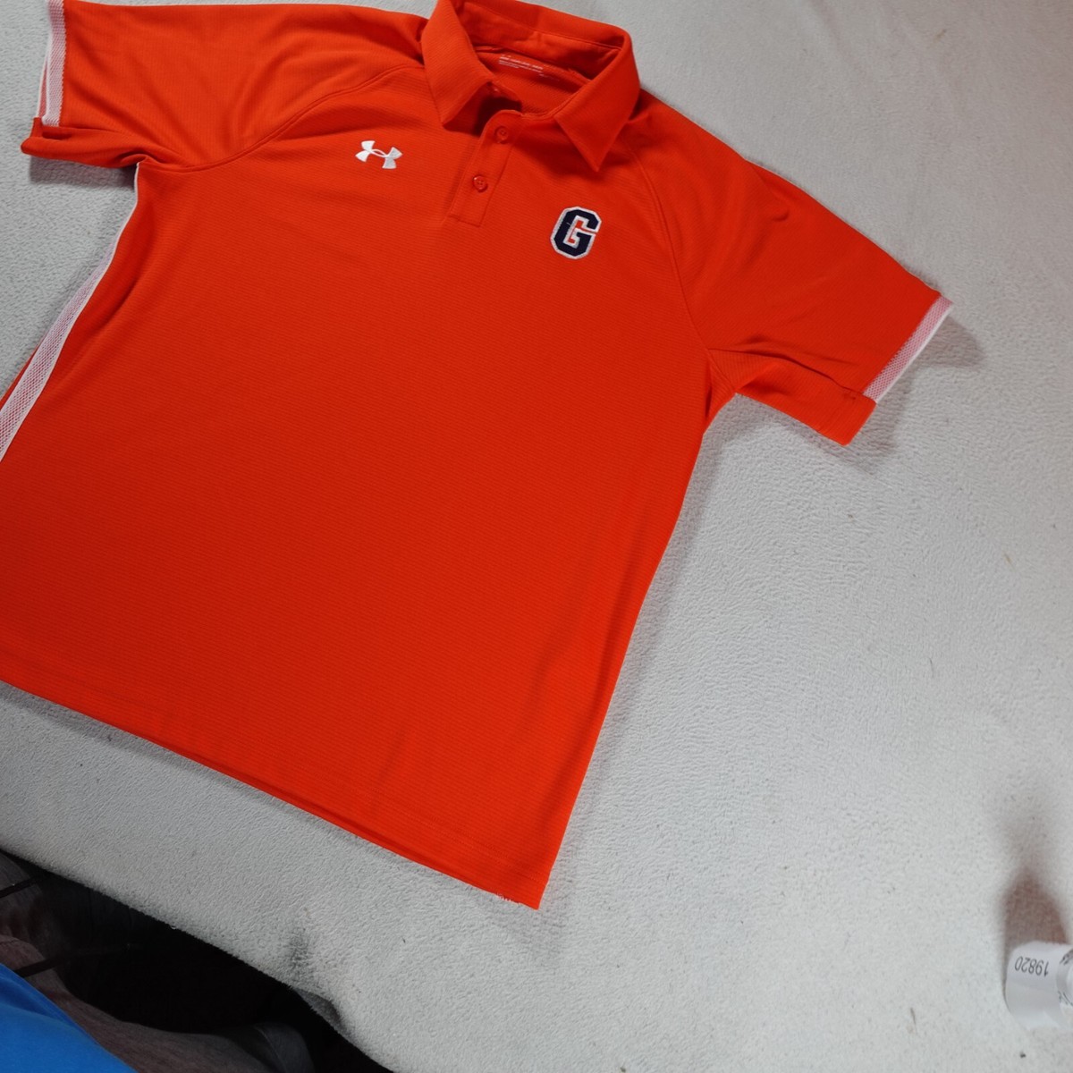 Under Armour Shirt Mens Large Orange Adult Golf Rugby Golfing