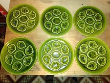 Vintage Set of 6 french oyster plates Majolica Niderviller excellent condition