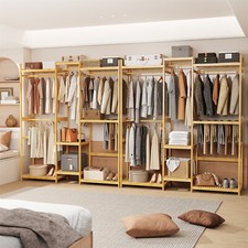 Studie Bambus Kleiderständer Offener Kleiderschrank mit 8 Staufächern für Flur