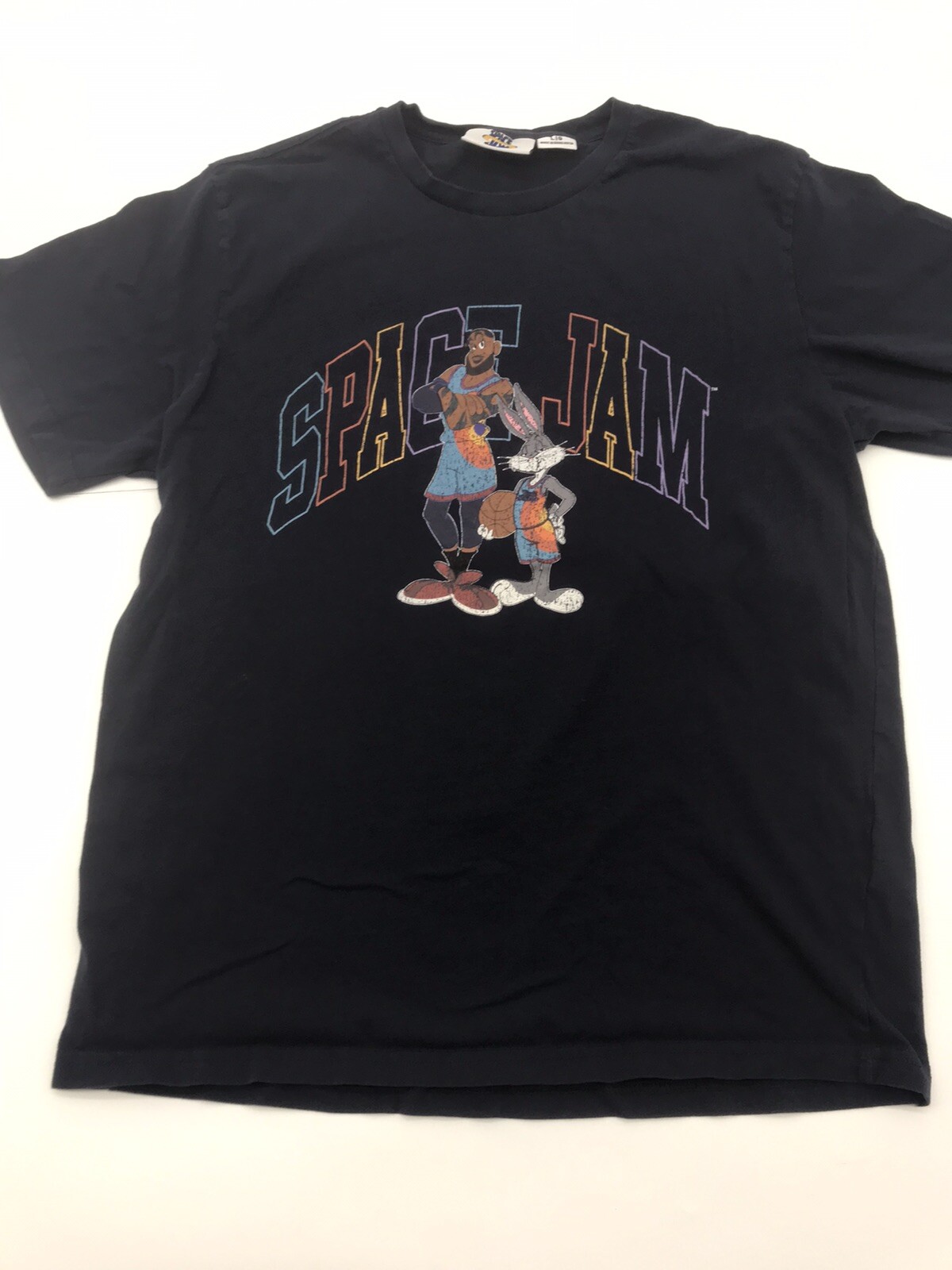 Space Jam T-Shirt Men Large Blue  Graphic Bugs Bunny Lebron James ..#17528