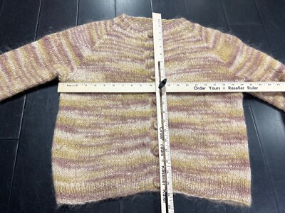 Vintage Mohair Pink and Yellow Cardigan Sweater Nirvana Kurt