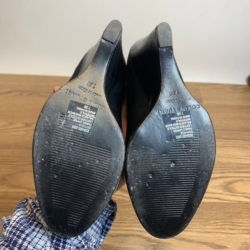 Colin Stuart Womens Sz 7.5 Platform Wedge Heel with Stretch Calf High Boot Black - Image 4 of 4