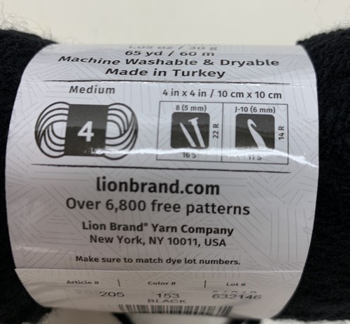 Lion Brand Black DIY Yarn 10 Small Skeins - Picture 3 of 6