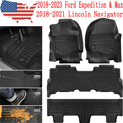 FOR FORD EXPEDITION 2018-2023 & MAX LINCOLN NAVIGATOR 18-21 4X FLOOR MATS LINER