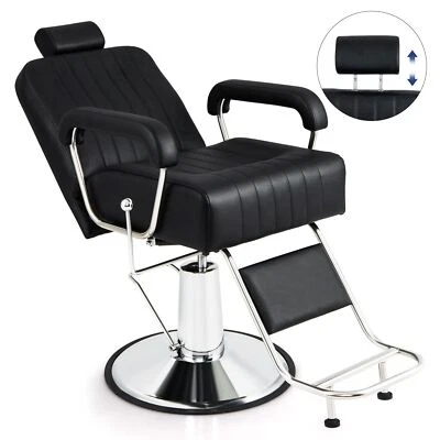 COSTWAY Hydraulic Barber Chair Salon Chair Height Adjustable 360° Swivel Reclining Back