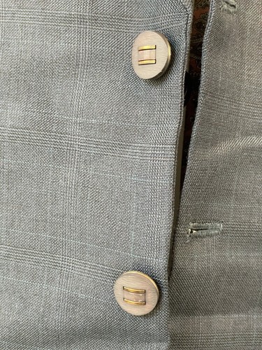 VTG BESPOKE 40R Dark Gray Glen Check 100% Wool Heavy Hopsack 2Btn Blazer Jacket - Picture 8 of 11
