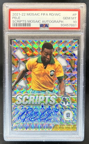 2021 Panini Mosaic Road to FIFA World Cup Pele Scripts Mosaic Auto #S-P PSA 10