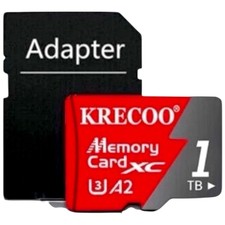 KRECOO 1TB Micro SDXC Memory Card Class 10 A2 High Speed TF Red Black