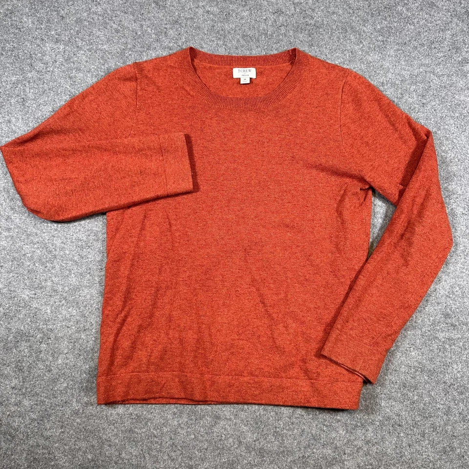 J Crew Teddie Sweater Womens Medium Rust Orange Wool Blend Crewneck Knit - Image 2 of 4