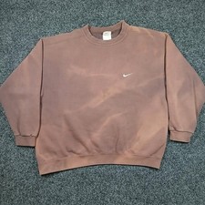 Vintage 90s Nike Tonal Crewneck Sweatshirt Chocolate Brown Faded Distressed XL