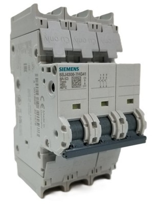 Siemens 5SJ4306-7HG41 Miniature Circuit Breaker 6A 3-Pole 240Vac Type C 14kA NEW